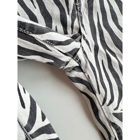 ZARA Zebra Print Denim High Rise Straight Leg Mom Fit Jeans, Size 6/28 - Picture 3 of 14